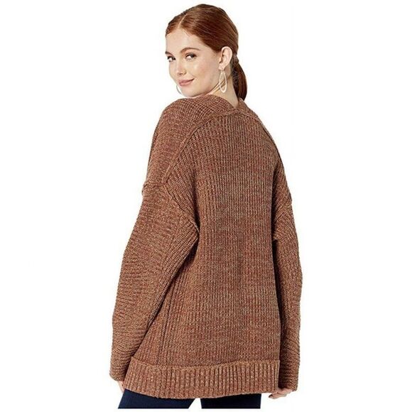 Free People High Hopes Mariposa Brown Combo Long Sleeve Cardigan Sweater Sz S - Picture 3 of 9